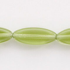 Bead, Preciosa Czech Pressed Glass, 16x6mm Flat Oval Bead -Transparent  Light Olivine (Hole Size 1mm)