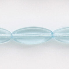 Bead, Preciosa Czech Pressed Glass, 16x6mm Flat Oval Bead - Transparent Light Aqua (Hole Size 1mm)