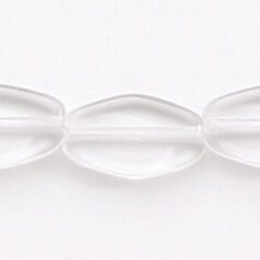 Bead, Preciosa Czech Pressed Glass, 14x8mm Flat Oval Pointed Bead - Crystal (Hole Size 1.3mm)