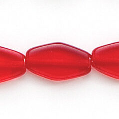 Bead, Preciosa Czech Pressed Glass, 14x8mm Flat Oval Pointed Bead - Transparent Red (Hole Size 1.3mm)