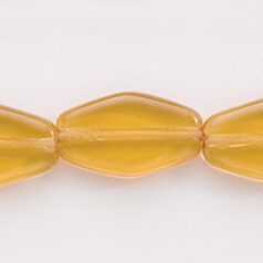 Bead, Preciosa Czech Pressed Glass, 14x8mm Flat Oval Pointed Bead - Transparent Topaz (Hole Size 1.3mm)
