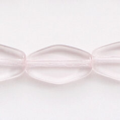 Bead, Preciosa Czech Pressed Glass, 14x8mm Flat Oval Pointed Bead - Transparent Rosaline (Hole Size 1.3mm)