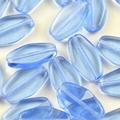 Bead, Preciosa Czech Pressed Glass, 14x8mm Flat Oval Pointed Bead - Transparent Light Sapphire (Hole Size 1.3mm)