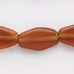 Bead, Preciosa Czech Pressed Glass, 14x8mm Flat Oval Pointed Bead - Transparent Madeira Topaz (Hole Size 1.3mm)