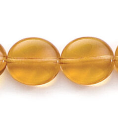 Bead, Preciosa Czech Pressed Glass, 12x10mm Twisted Disc Bead - Transparent Topaz (Thickness 3.5mm, Hole Size 1.2mm)