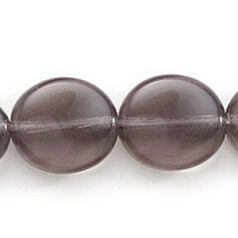 Bead, Preciosa Czech Pressed Glass, 12x10mm Twisted Disc Bead - Transparent Black Diamond (Thickness 3.5mm, Hole Size 1.2mm)