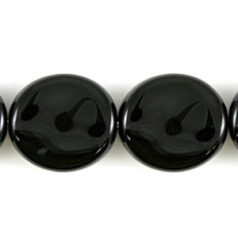 Bead, Preciosa Czech Pressed Glass, 12x10mm Twisted Disc Bead - Jet (Thickness 3.5mm, Hole Size 1.2mm)