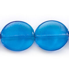 Bead, Preciosa Czech Pressed Glass, 20x18mm Twisted Disc Bead - Transparent Light Sapphire (Thickness 4.5mm, Hole Size 1.5mm)