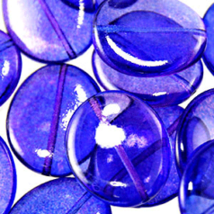 Bead, Preciosa Czech Pressed Glass, 20x18mm Twisted Disc Bead - Sapphire (Thickness 4.5mm, Hole Size 1.5mm)