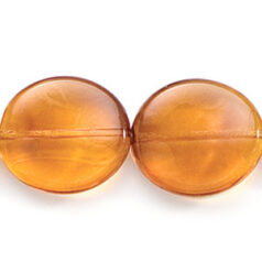 Bead, Preciosa Czech Pressed Glass, 20x18mm Twisted Disc Bead - Topaz (Thickness 4.5mm, Hole Size 1.5mm)