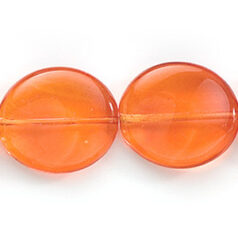 Bead, Preciosa Czech Pressed Glass, 20x18mm Twisted Disc Bead - Orange (Thickness 4.5mm, Hole Size 1.5mm)