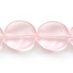 Bead, Preciosa Czech Pressed Glass, 12x10mm Twisted Disc Bead - Transparent Rosaline (Thickness 3.5mm, Hole Size 1.2mm)