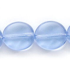 Bead, Preciosa Czech Pressed Glass, 12x10mm Twisted Disc Bead - Transparent Light Sapphire (Thickness 3.5mm, Hole Size 1.2mm)