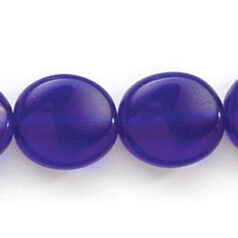 Bead, Preciosa Czech Pressed Glass, 12x10mm Twisted Disc Bead - Transparent Cobalt Blue (Thickness 3.5mm, Hole Size 1.2mm)