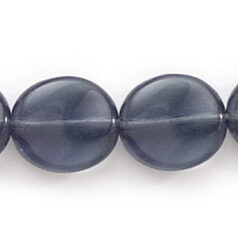Bead, Preciosa Czech Pressed Glass, 12x10mm Twisted Disc Bead - Transparent Montana Blue (Thickness 3.5mm, Hole Size 1.2mm)