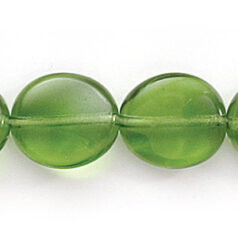 Bead, Preciosa Czech Pressed Glass, 12x10mm Twisted Disc Bead - Transparent Olivine (Thickness 3.5mm, Hole Size 1.2mm)