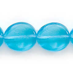 Bead, Preciosa Czech Pressed Glass, 12x10mm Twisted Disc Bead - Transparent Aqua (Thickness 3.5mm, Hole Size 1.2mm)