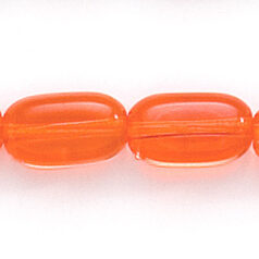 Bead, Preciosa Czech Pressed Glass, 13x7mm Oval Tube Bead - Transparent Orange (Hole Size 1.2mm)