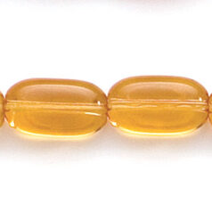 Bead, Preciosa Czech Pressed Glass, 13x7mm Oval Tube Bead - Transparent Light Topaz (Hole Size 1.2mm)