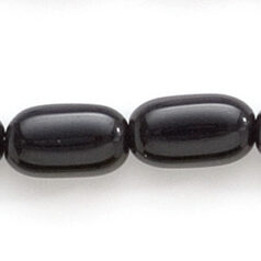 Bead, Preciosa Czech Pressed Glass, 13x7mm Oval Tube Bead - Opaque Black (Hole Size 1.2mm)