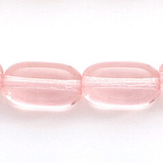 Bead, Preciosa Czech Pressed Glass, 13x7mm Oval Tube Bead - Transparent Rosaline (Hole Size 1.2mm)