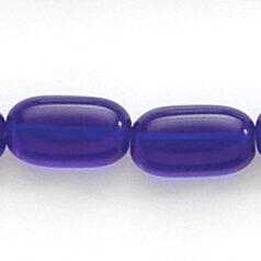 Bead, Preciosa Czech Pressed Glass, 13x7mm Oval Tube Bead - Transparent Cobalt Blue (Hole Size 1.2mm)