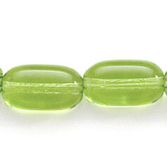 Bead, Preciosa Czech Pressed Glass, 13x7mm Oval Tube Bead - Transparent Olivine (Hole Size 1.2mm)