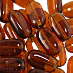 Bead, Preciosa Czech Pressed Glass, 13x7mm Oval Tube Bead - Transparent Madeira Topaz (Hole Size 1.2mm)