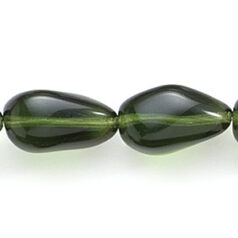 Bead, Preciosa Czech Pressed Glass, 18x12mm Baroque Bead -  Transparent Olivine (Hole Size 1mm)