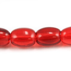 Bead, Preciosa Czech Pressed Glass, 7x5mm Oval Bead - Transparent Red (Hole Size 1.2mm)
