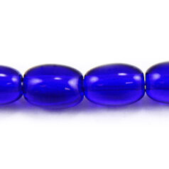 Bead, Preciosa Czech Pressed Glass, 7x5mm Oval Bead - Transparent Cobalt (Hole Size 1.2mm)