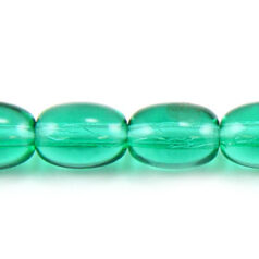 Bead, Preciosa Czech Pressed Glass, 7x5mm Oval Bead - Transparent Light Emerald (Hole Size 1.2mm)
