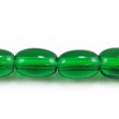 Bead, Preciosa Czech Pressed Glass, 7x5mm Oval Bead - Transparent Emerald (Hole Size 1.2mm)