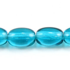 Bead, Preciosa Czech Pressed Glass, 7x5mm Oval Bead - Transparent Green Aqua (Hole Size 1.2mm)