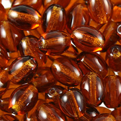 Bead, Preciosa Czech Pressed Glass, 7x5mm Oval Bead - Transparent Smoke Topaz (Hole Size 1.2mm)