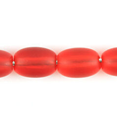Bead, Preciosa Czech Pressed Glass, 7x5mm Oval Bead -  Frost Matte Red (Hole Size 1.2mm)