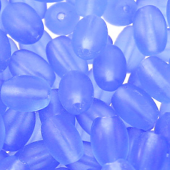 Bead, Preciosa Czech Pressed Glass, 7x5mm Oval Bead -  Frost Matte Sapphire (Hole Size 1.2mm)
