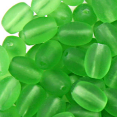 Bead, Preciosa Czech Pressed Glass, 7x5mm Oval Bead -  Frost Matte Pale Green (Hole Size 1.2mm)