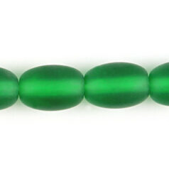 Bead, Preciosa Czech Pressed Glass, 7x5mm Oval Bead -  Frost Matte Emerald (Hole Size 1.2mm)