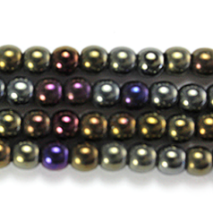 Bead, Preciosa Czech Pressed Glass, 4mm Round Bead - IRIS Brown (Hole Size 0.7mm)