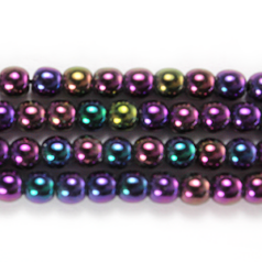 Bead, Preciosa Czech Pressed Glass, 4mm Round Bead - IRIS Purple (Hole Size 0.7mm)