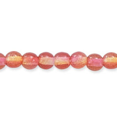Bead, Preciosa Czech Pressed Glass, 4mm Round Bead - Two-Tone Fuchsia/Amber (Hole Size 0.7mm)