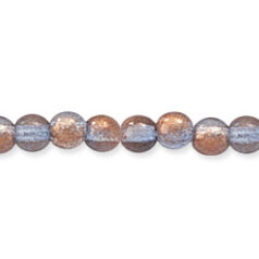 Bead, Preciosa Czech Pressed Glass, 4mm Round Bead - Two-Tone Copper/Light Sapphire (Hole Size 0.7mm)
