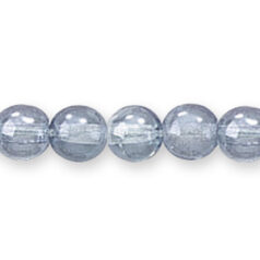 Bead, Preciosa Czech Pressed Glass, 6mm Round Bead - Antique Coat Light Aqua (Hole Size 0.7mm)