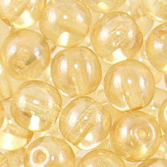 Bead, Preciosa Czech Pressed Glass, 6mm Round Bead - Coated Champagne (Hole Size 0.7mm)