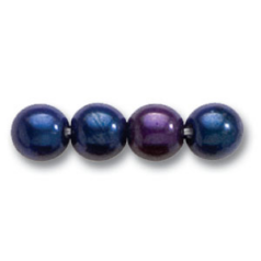 Bead, Preciosa Czech Pressed Glass, 6mm Round Bead - IRIS Navy (Hole Size 0.7mm)