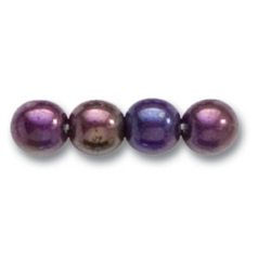 Bead, Preciosa Czech Pressed Glass, 6mm Round Bead  - IRIS Purple (Hole Size 0.7mm)