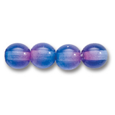 Bead, Preciosa Czech Pressed Glass, 6mm Round Bead - Transparent Two-Tone Blue/Purple (Hole Size 0.7mm)