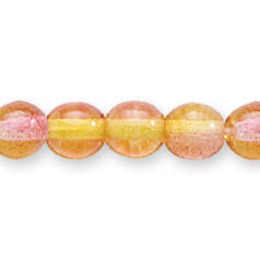 Bead, Preciosa Czech Pressed Glass, 6mm Round Bead - Two-Tone Yellow/Fuchsia (Hole Size 0.7mm)