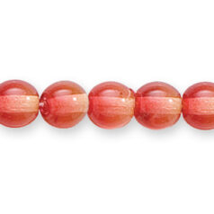 Bead, Preciosa Czech Pressed Glass, 6mm Round Bead - Two-Tone Fuchsia/Amber (Hole Size 0.7mm)